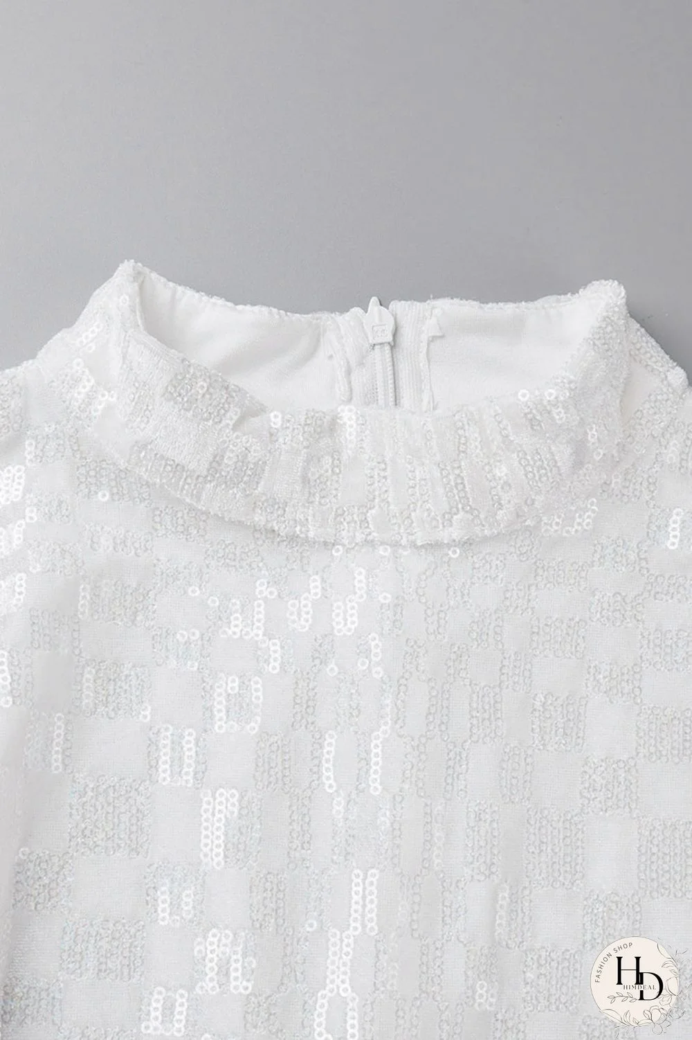 White Sexy Solid Sequins Patchwork Half A Turtleneck Pencil Skirt Dresses