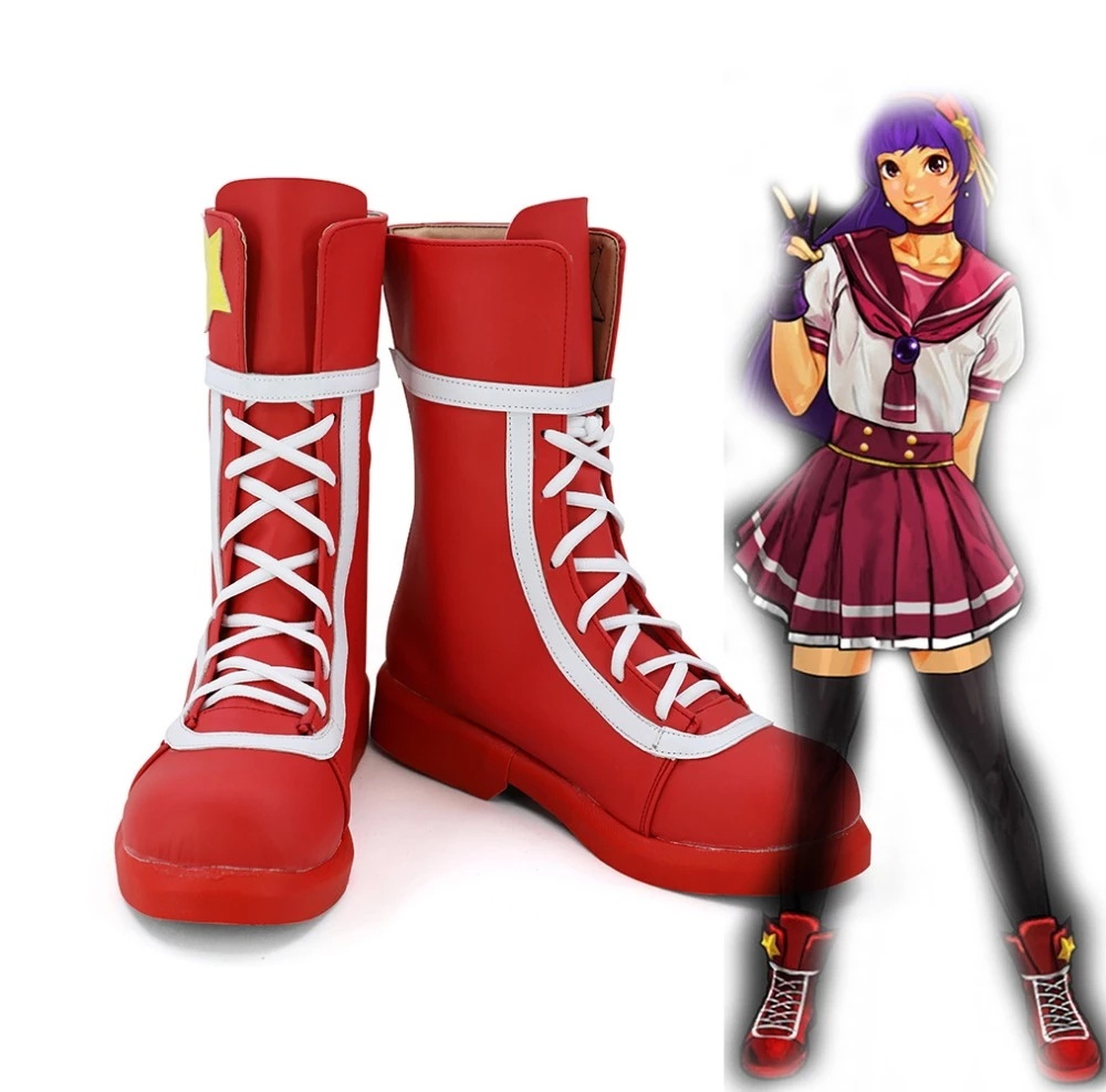 The King Of Fighters Athena Asamiya Cosplay Boots Red