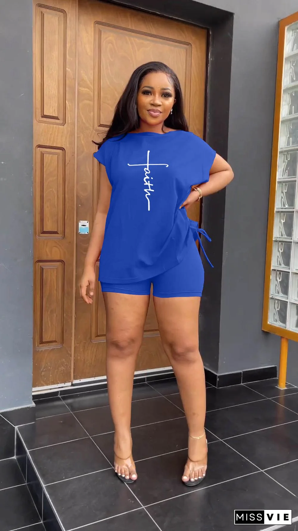 Casual Short Sleeve T-shirts Two Piece Short Sets