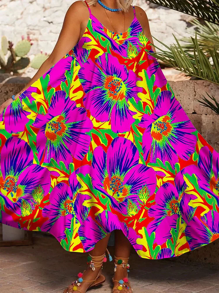 Women's Vintage Flower Print Dress