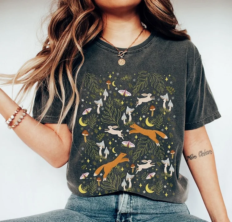 Simpfit Lässiges T-Shirt mit Waldtier-Print