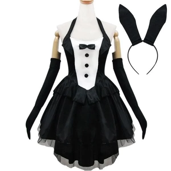 Black Gorgeous Forked Tail Bunny Dress Cosplay Costume SP153688