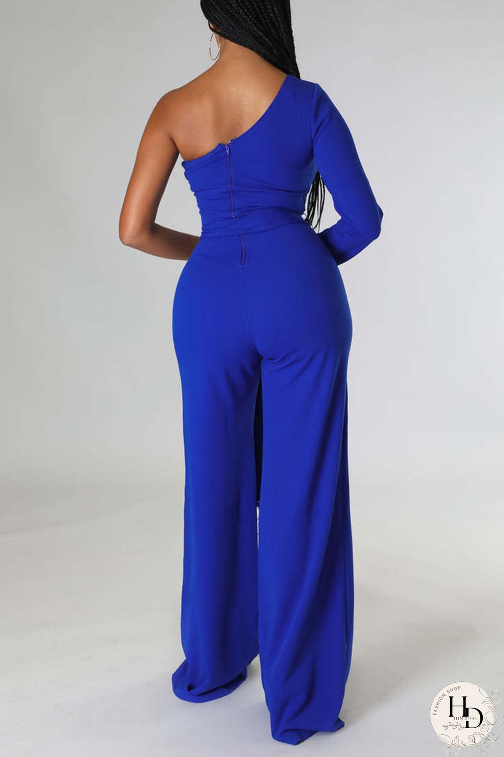 Black Casual Solid Bandage Patchwork Feathers Asymmetrical Collar Regular Jumpsuits