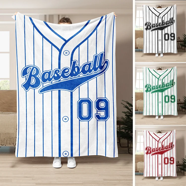 Personalized Baseball Blanket, Custom Name Number Soft Cozy Blankets | BKKid396