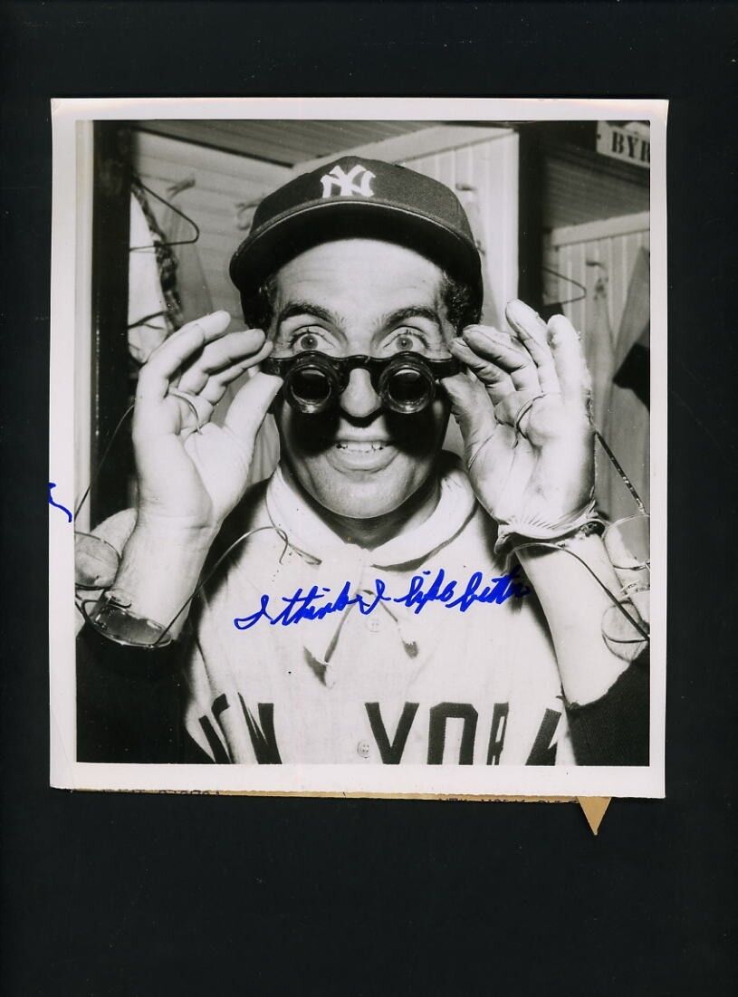 Phil Rizzuto inscribed 1955 Wire Photo Poster painting Opera Glasses from Rizzuto estate Yankees