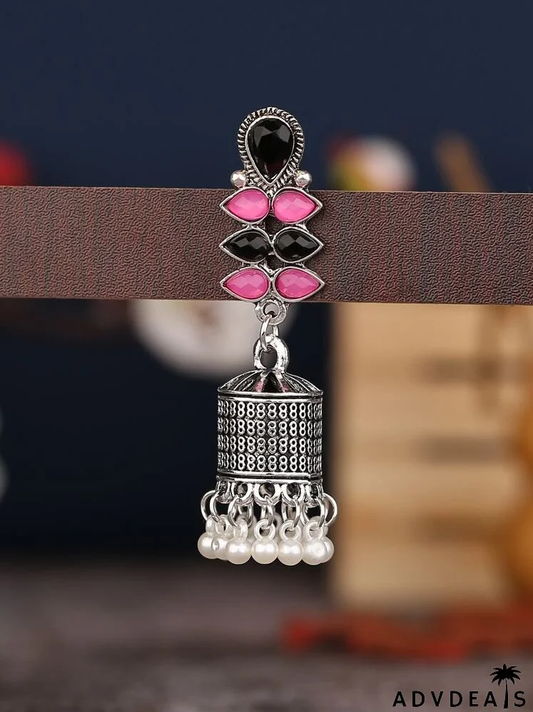 Faux Pearl Tassel Jhumka Drop Earrings