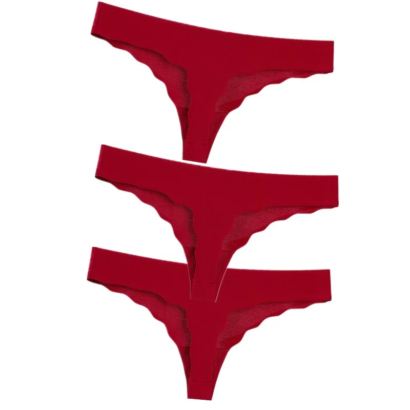 Hot 3Pcs Sexy G String & Thongs Women's Set Panties Solid Female Underwear Mid-Rise Silky Ladies Briefs Comfort Seamless Panties