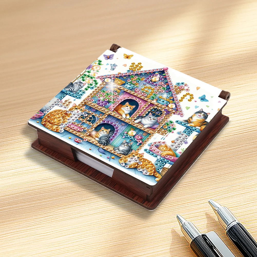 DIY Cat Diamond Painting Note Box Paper 160 Sheets of Paper for DIY Art Craft