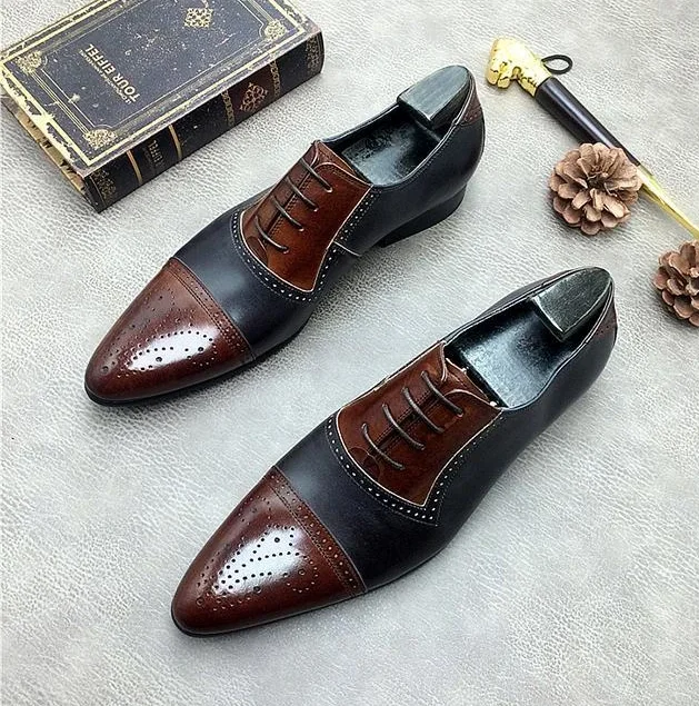 Mens Two tone Oxford shoes, Men Spectator Shoes, Pointed toe shoes