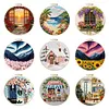 29x29cm DIY Cotton Embroidery Kit with Embroidery Hoop Pre-Printed Pattern Needlework Handmade Landscape Hand Stitch Kit for Craft Lover Gift