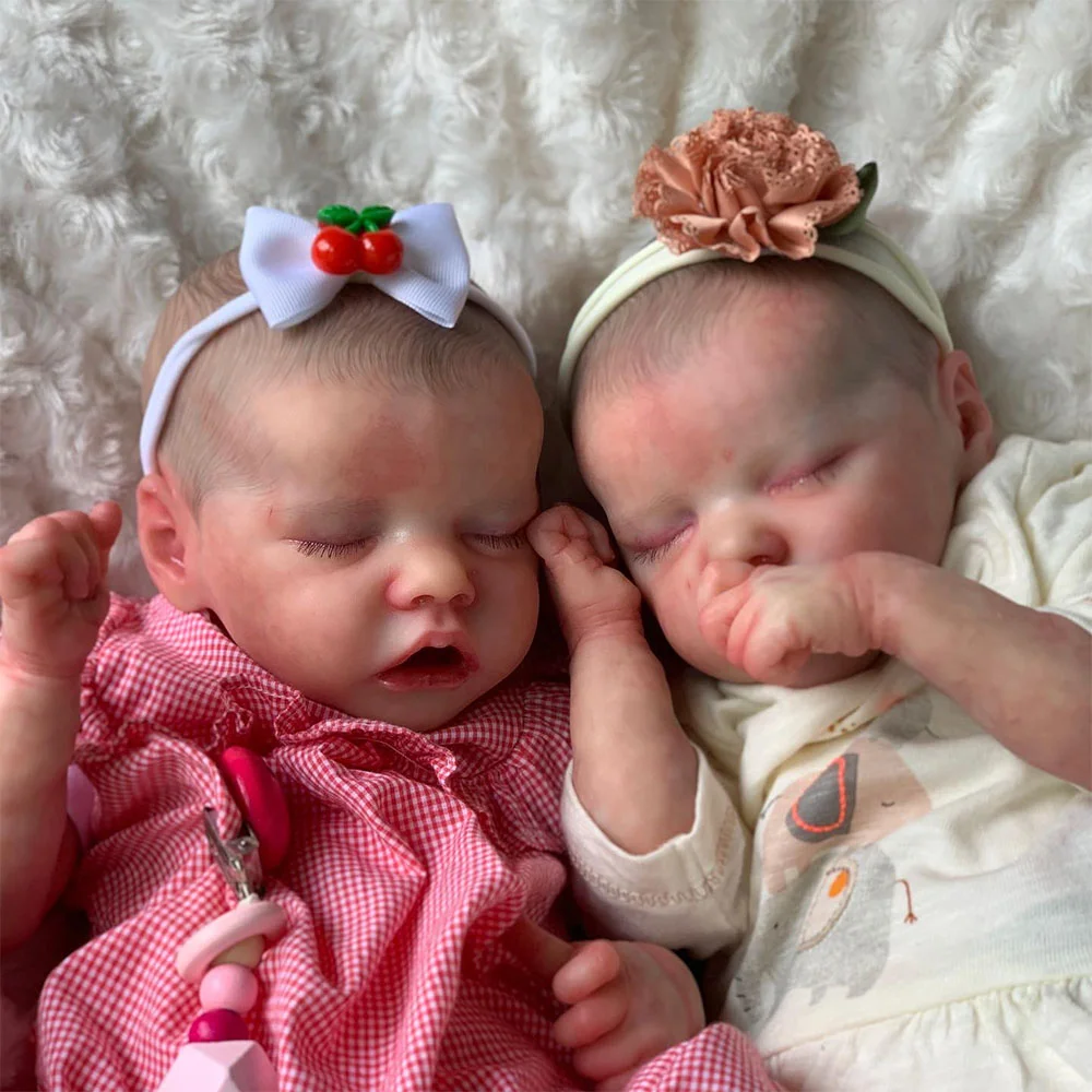[New!]12'' Soft Silicone Body Reborn Sleeping Baby Twins Sisters Girl Named Wensa & Quanya Reborn Hand-painted Hair Doll -Creativegiftss® - [product_tag] RSAJ-Creativegiftss®