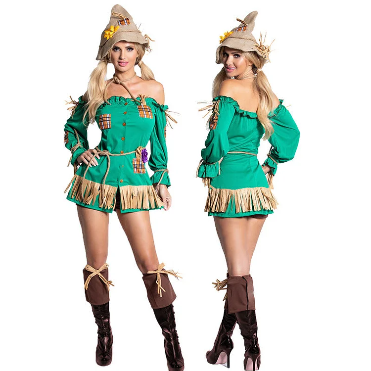 Women's Sexy Scarecrow Wizard Of Oz Costume-elleschic