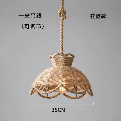 vintage Hand-woven Hemp Rope Pendant Lights Cage Lustre Industriel Chandelier Retro Shop Hanging lamps for Living room lighting