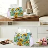 (24cm)Diamond Art Tissue Box DIY PU Napkin Cover for Home(Sunflowers and Dragonflies)