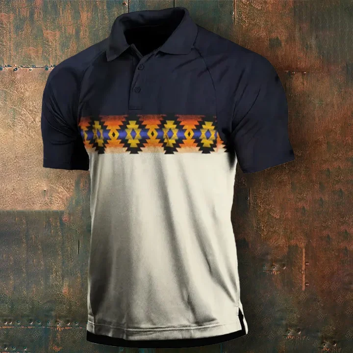 Wearshes Men'S Tribal Geometric Mosaic PoloT Shirt