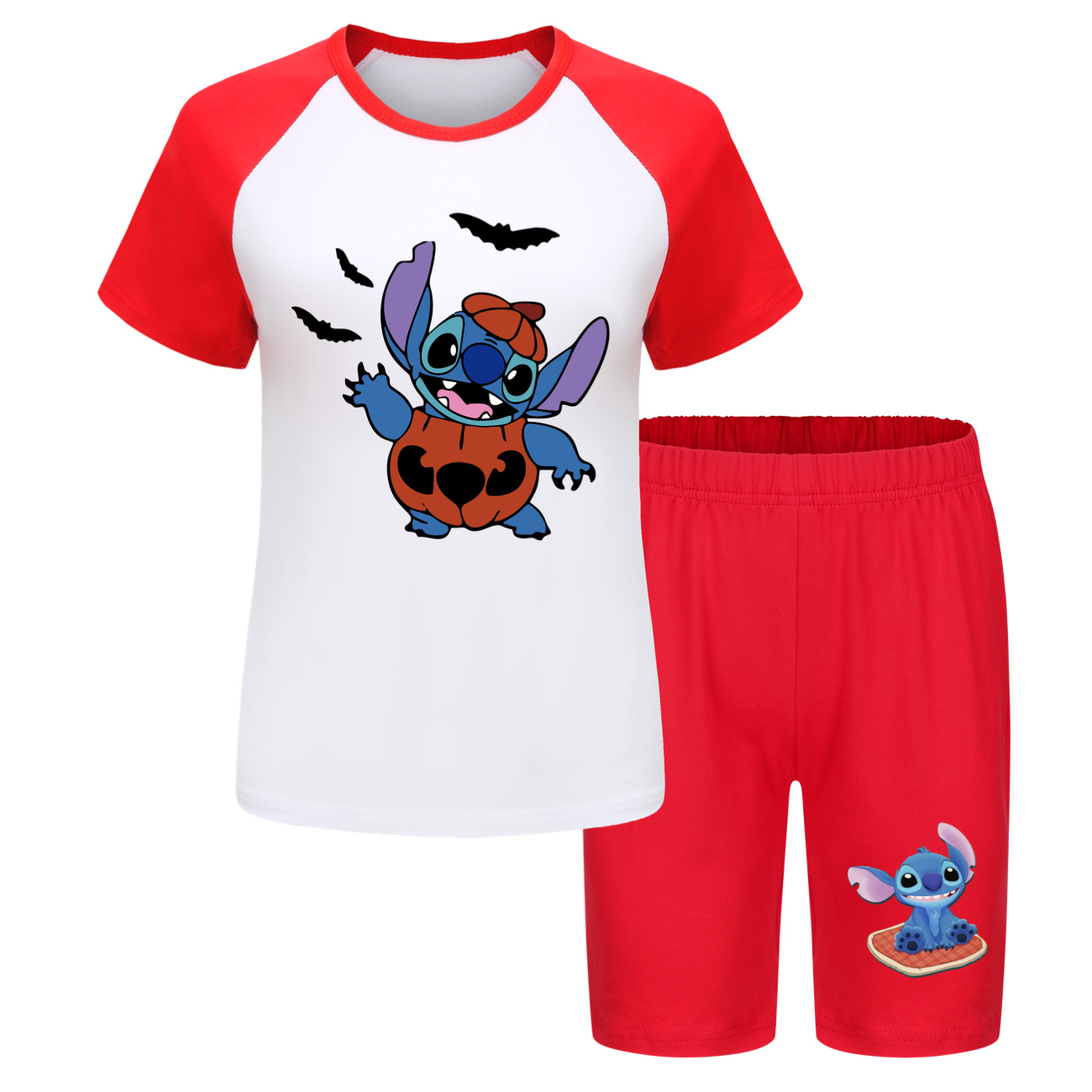 Stitch Halloween Kids T-Shirt & Shorts Pajama SetSizes 110-170Fun Summer Sleepwear for Children -Mayoulove