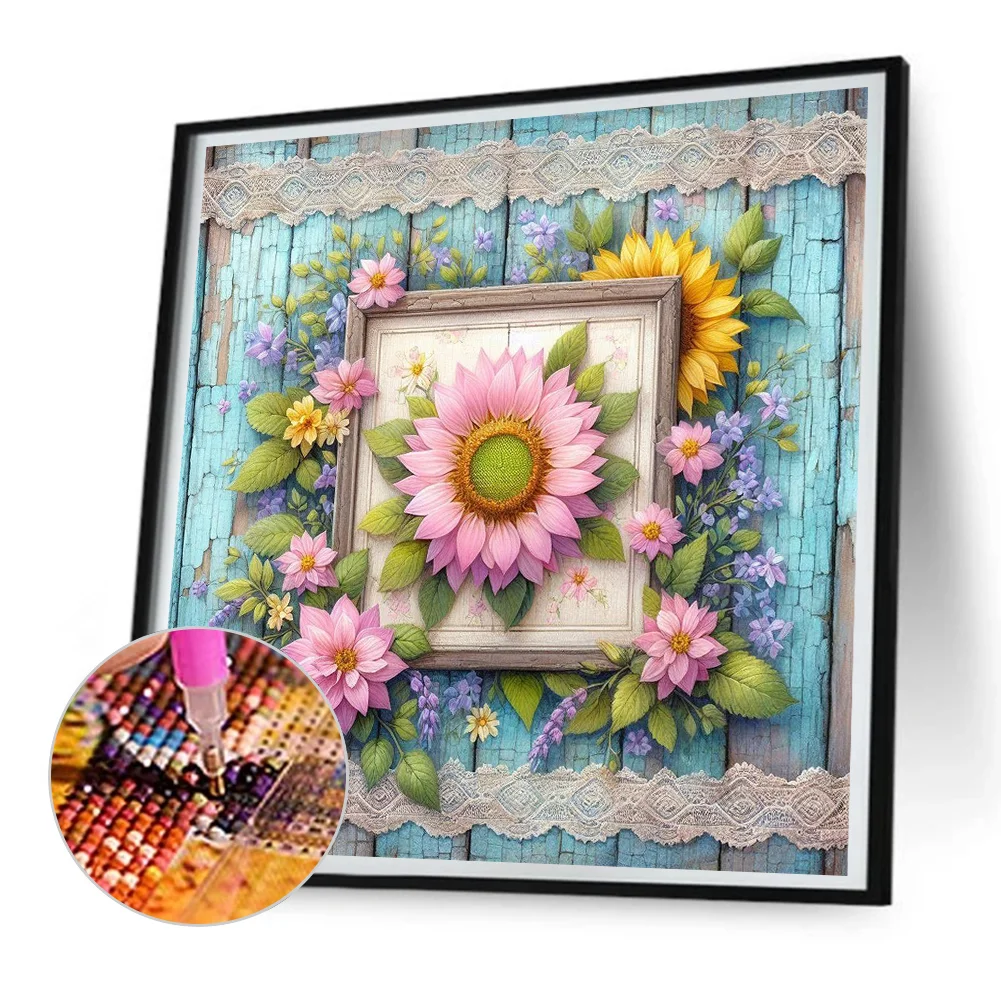 Diamond Painting - Full Round Drill - Pink Sunflower(Canvas|30*30cm)
