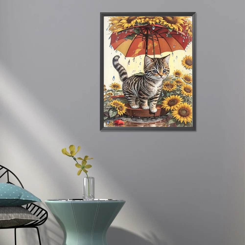 Full Round Diamond Painting 40*50cm - Sunflower And Cat