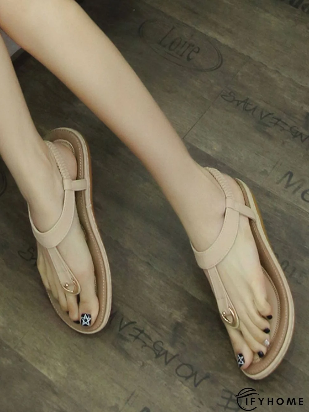 Women's Beach Metal Buckle Trim Flip-On Sandals | IFYHOME