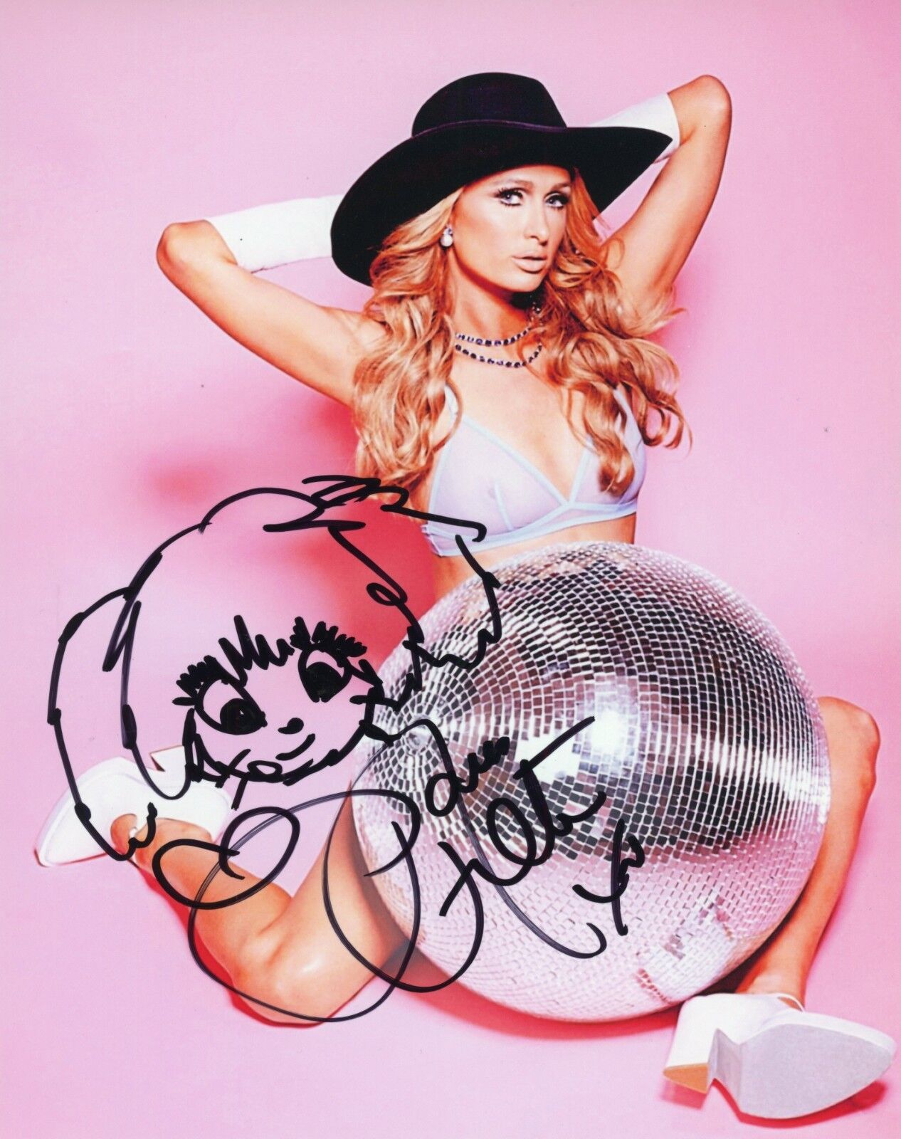 ~~ PARIS HILTON Authentic Hand-Signed/Sketch MEGA SEXY