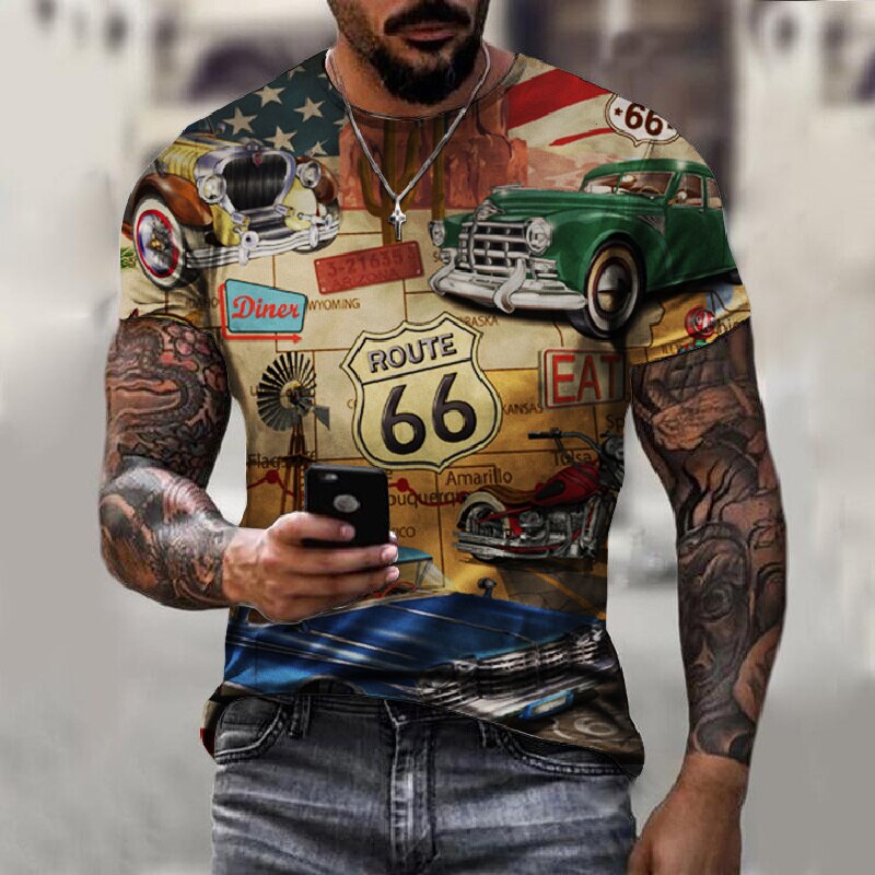 

Route 66 - 3D Printed Men T Shirt, Xxl, 501 Original