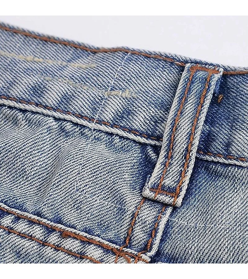 Fashion Stone-washes Turnup Raw Hem Ripped Denim Shorts