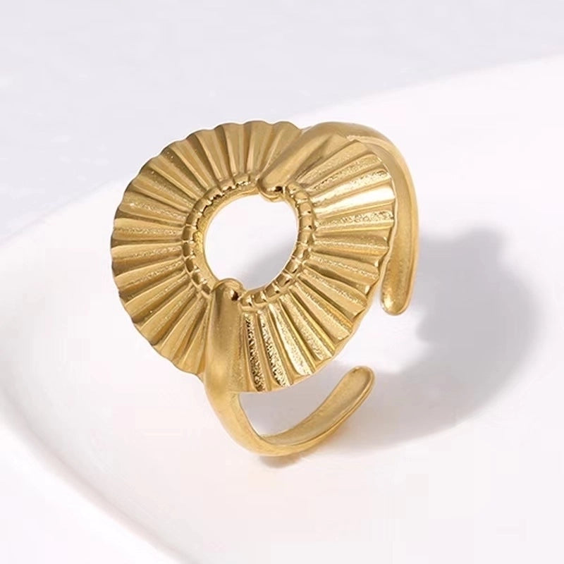 Minimalist Heart Shape Flower Stainless Steel Plating Open Rings