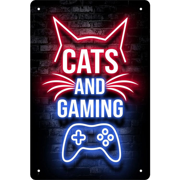 Neon Cat Game - Vintage Tin Signs/Wooden Signs - 8*12Inch/12*16Inch