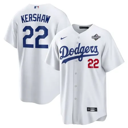 Youth Los Angeles Dodgers #22 Clayton Kershaw  White 2025 World Series Home Limited Jersey