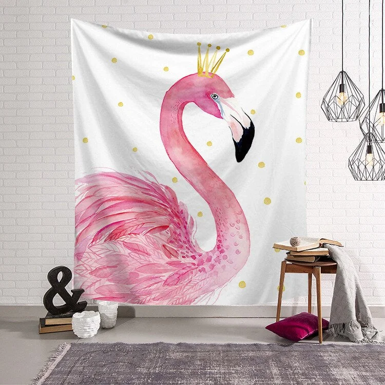 Flamingo Tapestry Pink Girl Heart Bedroom Decoration Fabric Wall Background Background Fabric Home Furnishing Fabric