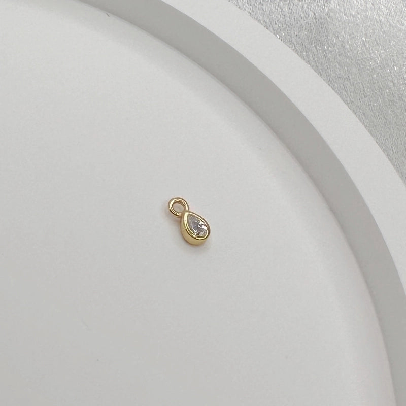 1 Piece 925 Sterling Silver Zircon 22K Gold Plated Rhodium Plated Round Dots Water Droplets Heart Shape Pendant