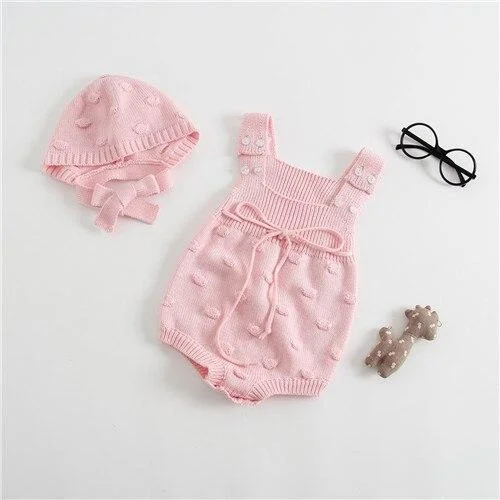 Newborn Baby Girls Boys Knitted Romper Baby Clothes Cotton Pompom Woolen Baby Rompers Ruffle Infant Baby Boys Jumpsuit Overalls