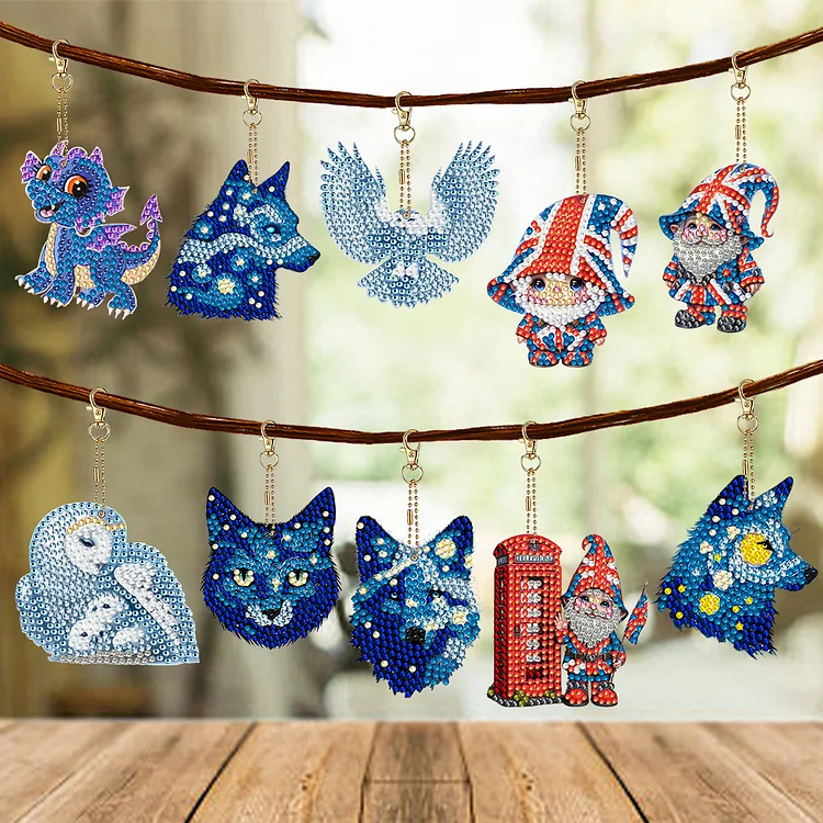 10 Pcs Owl Double Sided Diamond Painting Keychain Pendant for Beginners  Adults