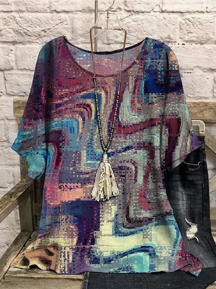 Women Long Sleeve V-neck Graphic Floral Printed Top