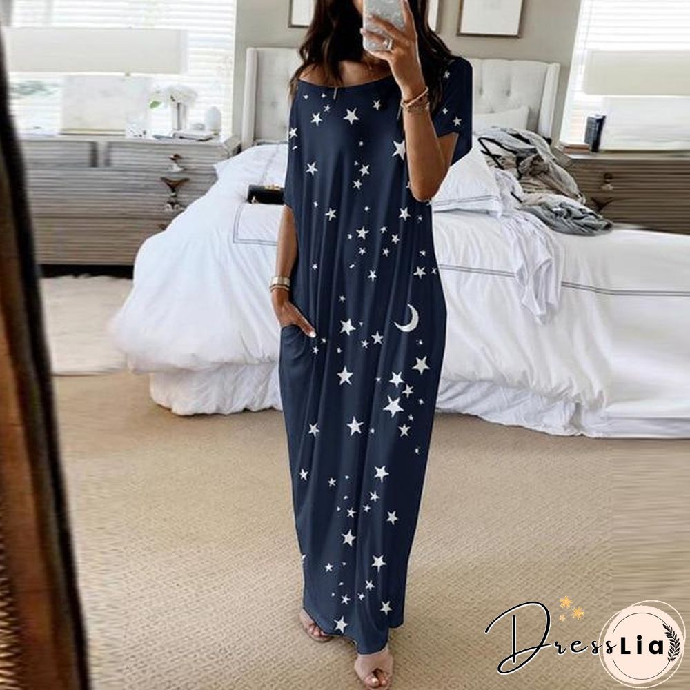 O-Neck Short Sleeve Loose Dress