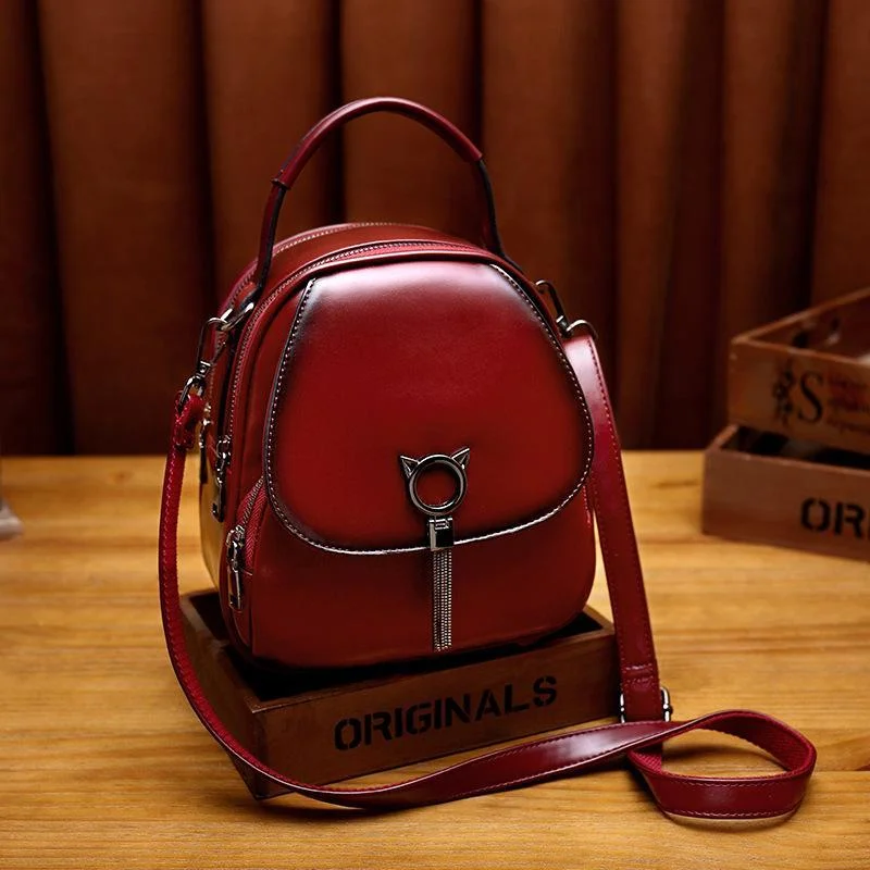 Leather Backpack fashion Mini versatile Backpack