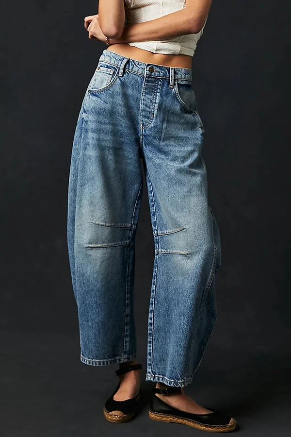 Good Luck Mid Rise Barrel Jeans