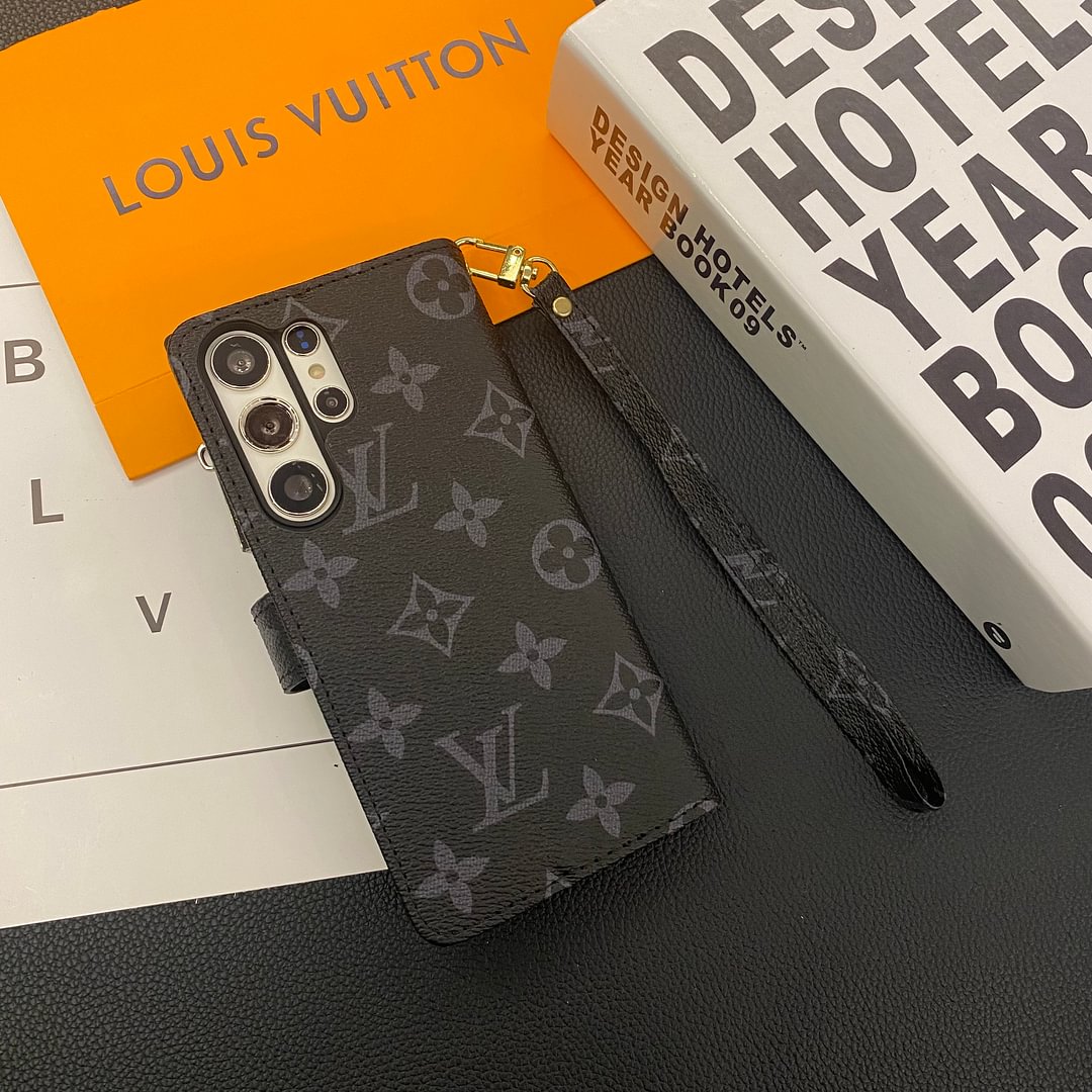 Monogram LV canvas leather wallet iPhone Samsung mobile phone case