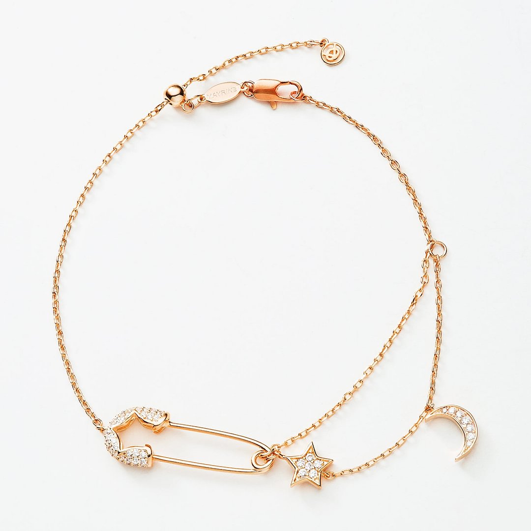 The North Star With Safety Pin "The Faith" Bracelet in Rose Gold