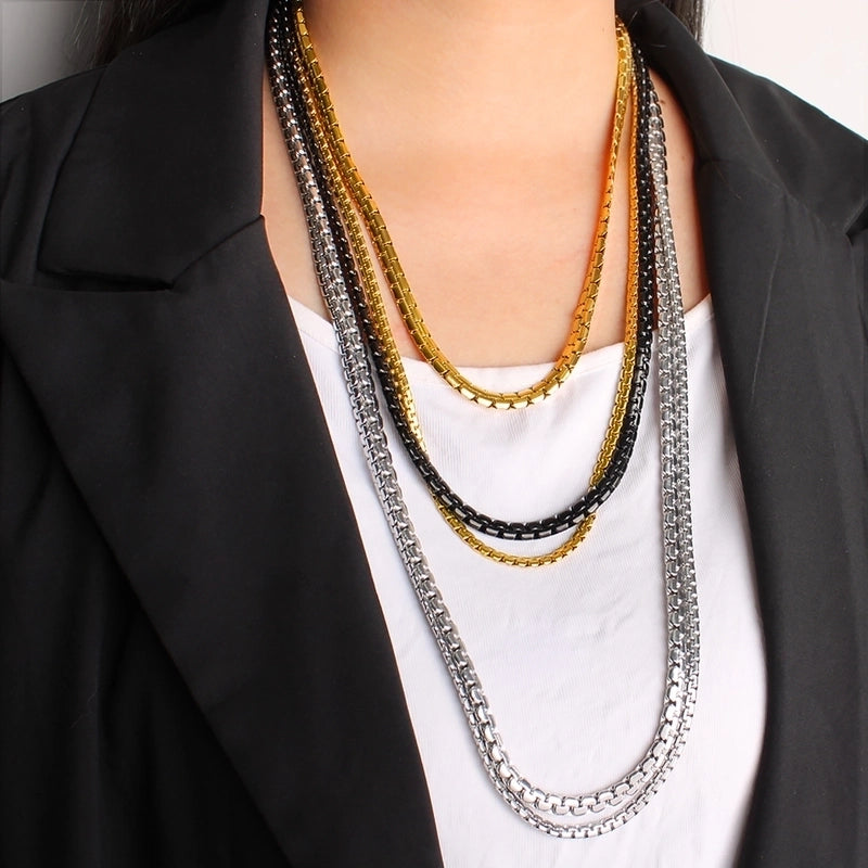 Hip-Hop Vintage Style Solid Color 304 Stainless Steel Plating 18K Gold Plated Men's Necklace