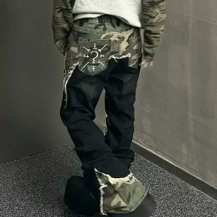 Vintage Camo Stitch Detail Pants