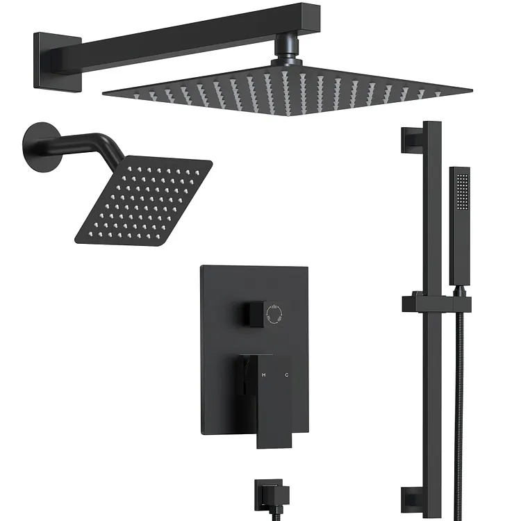 EVERSTEIN 10'' Dual Shower Head Rainfall Shower System in Matte Black