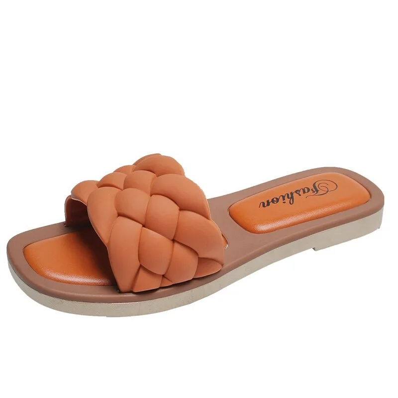 2021 New Women Slippers Fashion Weave Flat Sandal Ladies Outdoor Beach Lady Shoes Home Lovely Casual Office Female Flip Flops