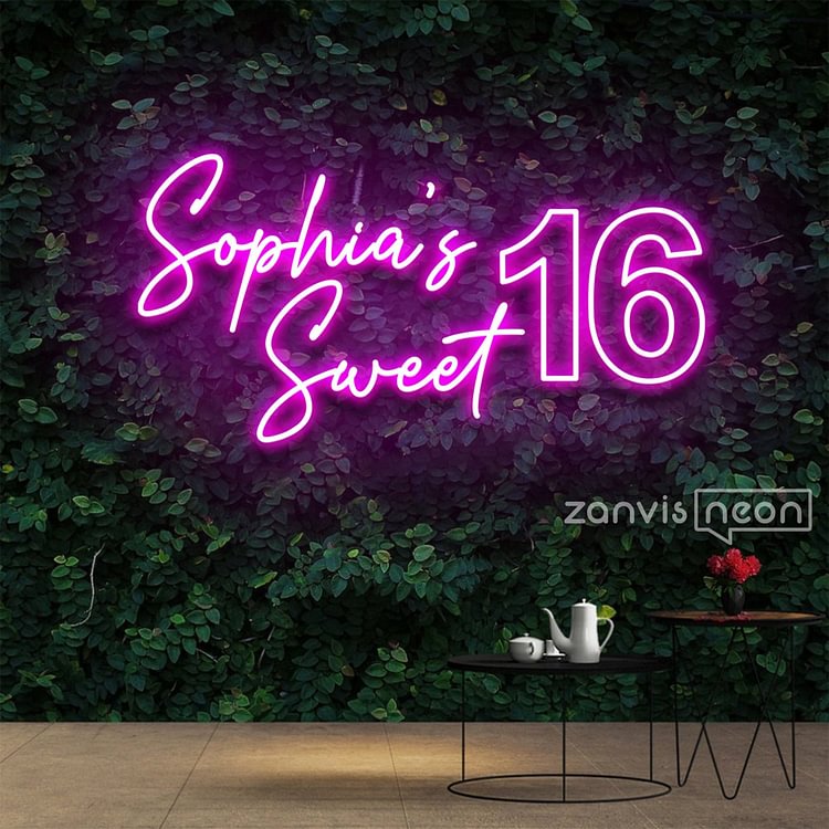 Sweet 16 Neon Sign Custom Name Sweet 16 Party Decorations Birthday Neon Sign Party Decor Best Friend Birthday Gifts for her