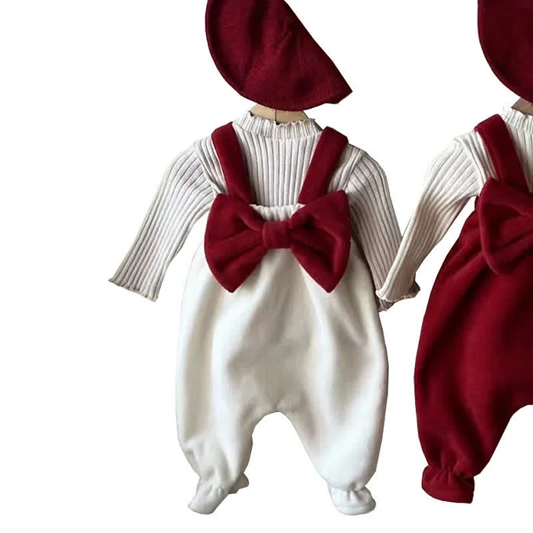 Baby Shirt and Bowknot Suspender Set