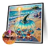 Citrouille en verre sur la plage-perceuse ronde peinture diamant-30*30cm