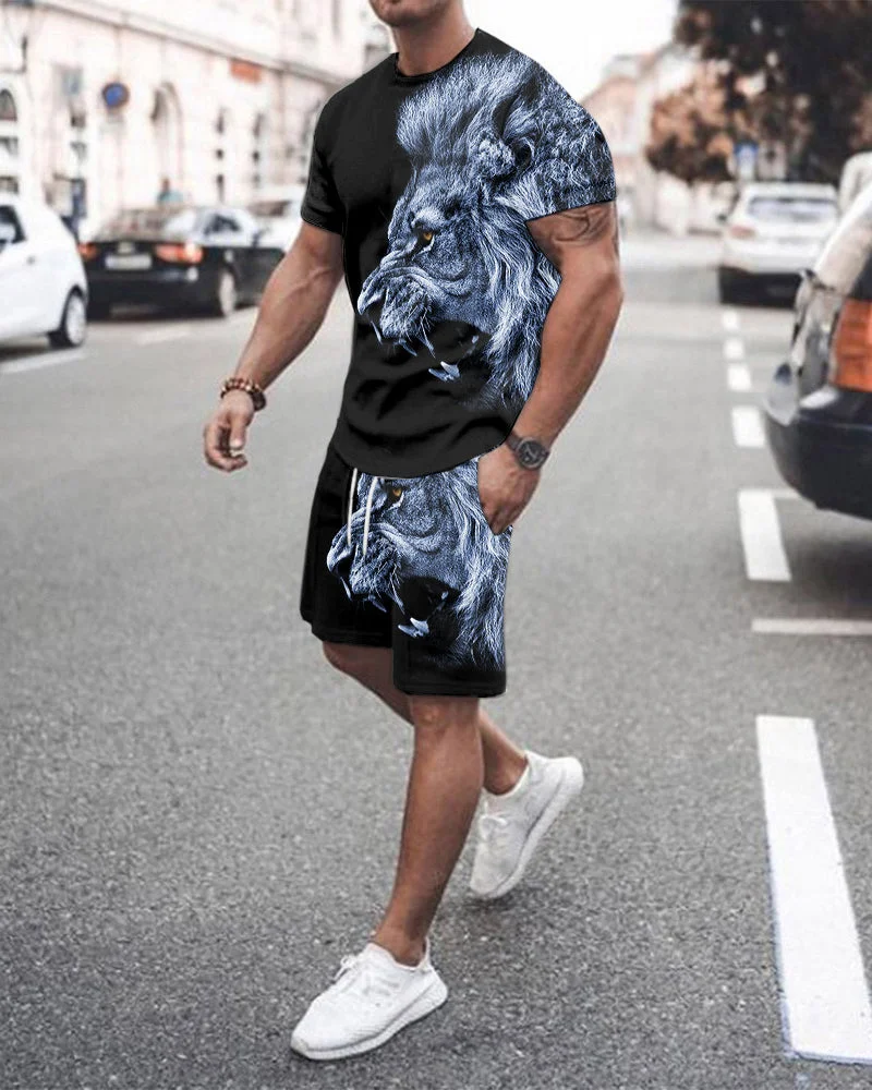 Men's Tiger Printed Leisure Sports Suit