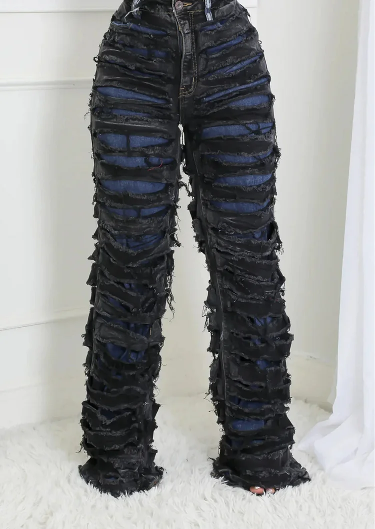 Striped Gothic High Waist Zipper Pant