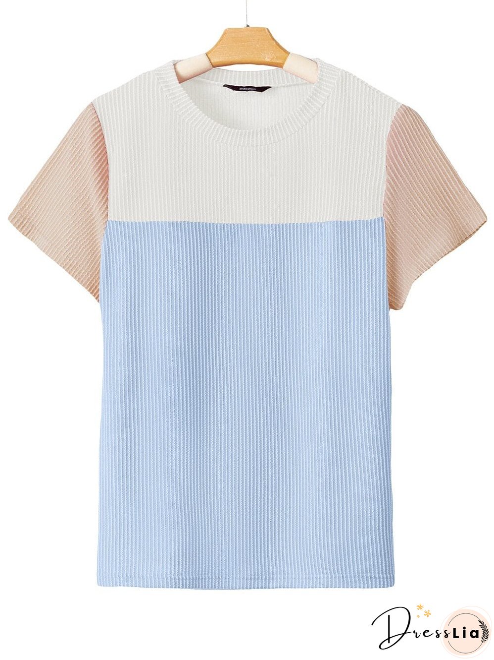 Versatile Colorblock Ribbed Knit Tee