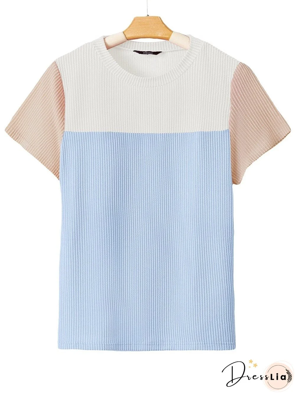Versatile Colorblock Ribbed Knit Tee